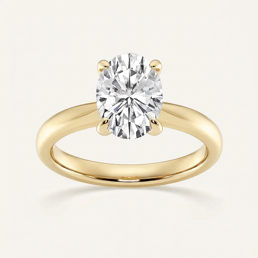 Lab Grown 2.00 CT Oval Cut Diamond Petite Solitaire Ring