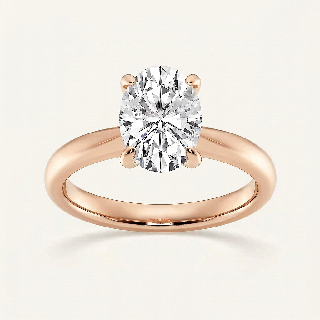 Lab Grown 2.00 CT Oval Cut Diamond Petite Solitaire Ring