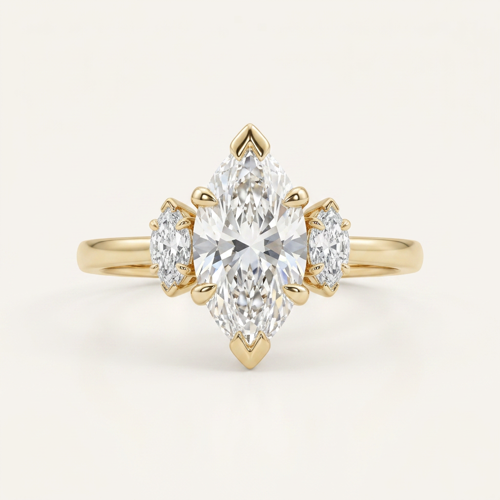 Moissanite 1.00 CT Marquise Cut Diamond Three Stone Ring