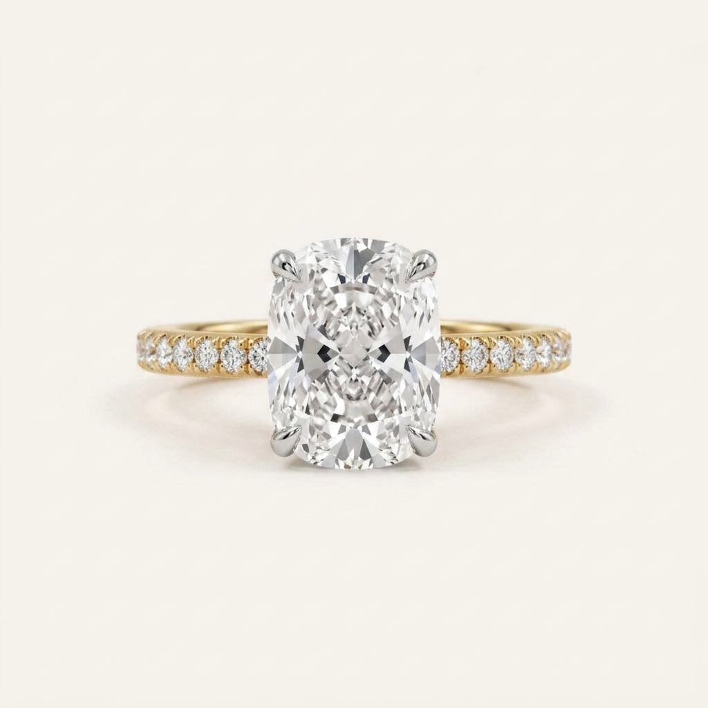 Moissanite 2.70 CT Cushion Cut Diamond Solitaire Ring