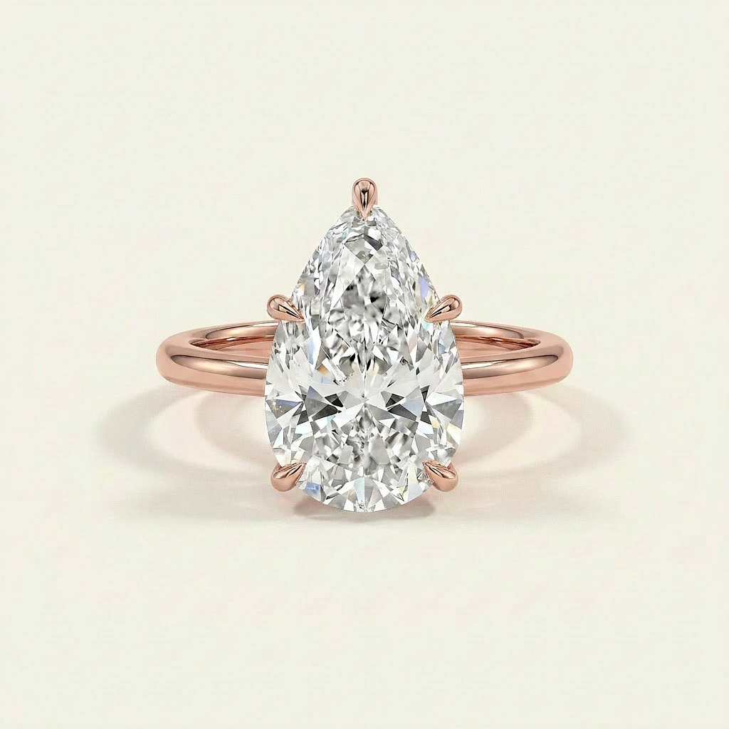 Moissanite 3.32 CT Pear Cut Diamond Solitaire Ring