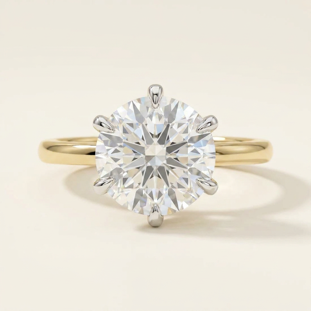 Moissanite 1.90 CT Round Cut Diamond Solitaire Ring
