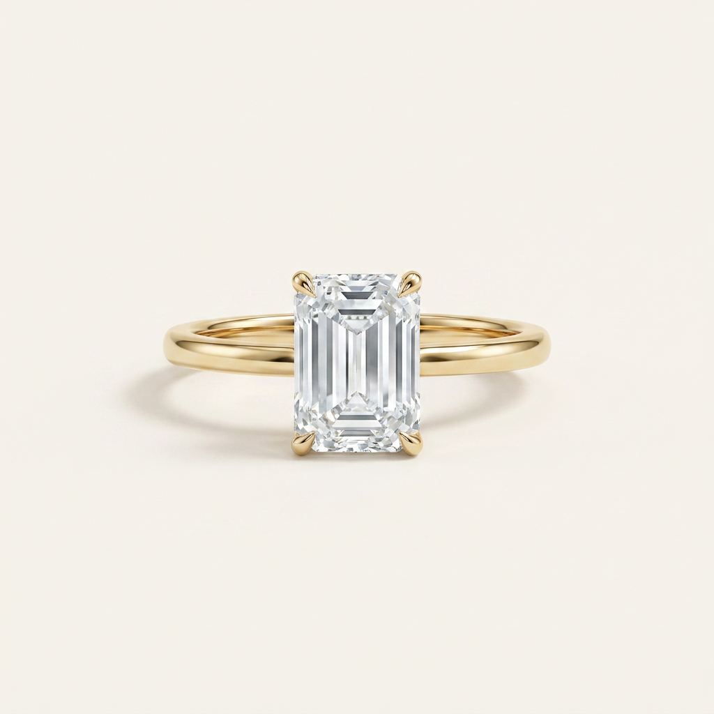 Moissanite 3.40 CT Emerald Cut Diamond Solitaire Ring