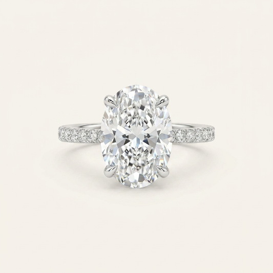 Moissanite 4.45 CT Oval & Round Cut Diamond Solitaire Ring