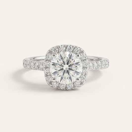 Moissanite 2.32 CT Round Cut Diamond Halo Ring
