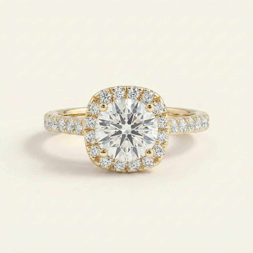 Moissanite 2.32 CT Round Cut Diamond Halo Ring