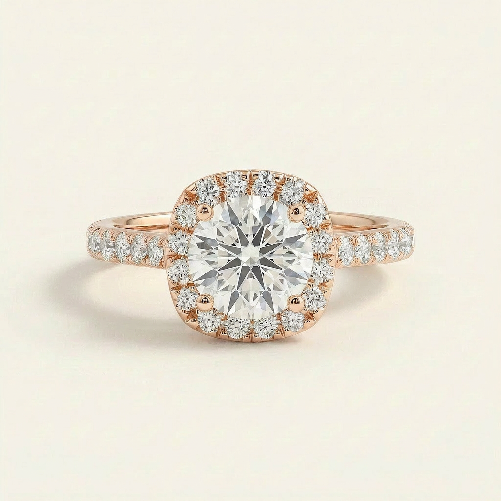 Moissanite 2.32 CT Round Cut Diamond Halo Ring