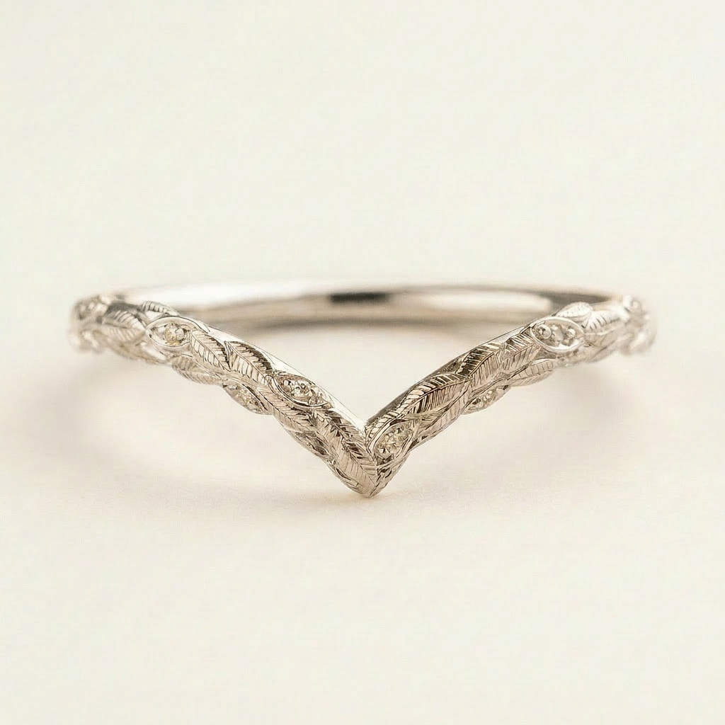Moissanite 0.10 CT Round Cut Diamond Ring (V-Minimalist)