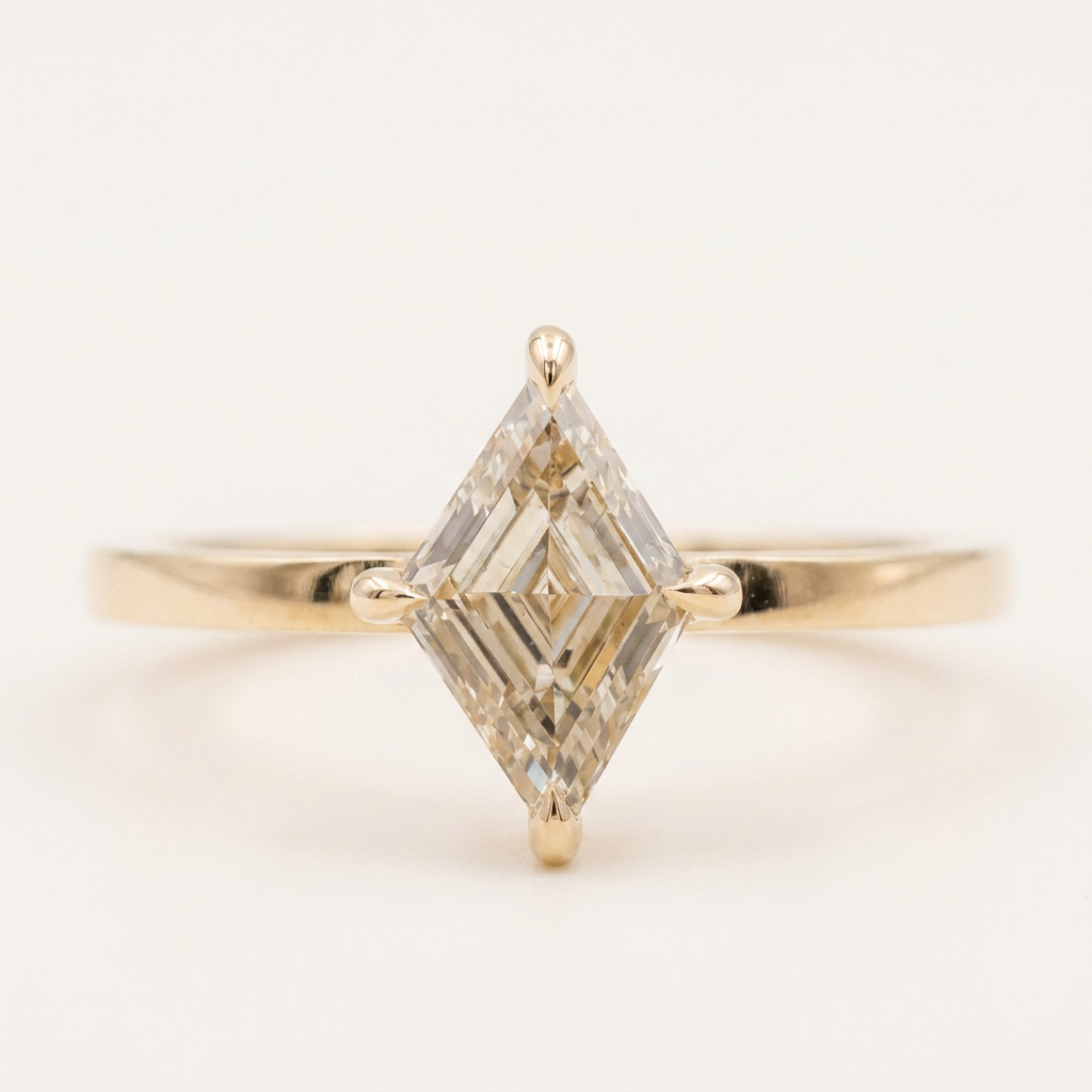 1.40 CT Lozenge Cut Salt and Pepper Diamond Solitaire Ring