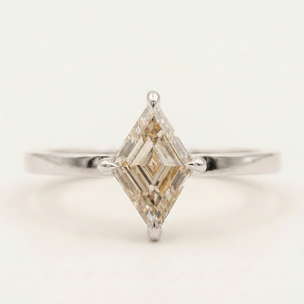 1.40 CT Lozenge Cut Salt and Pepper Diamond Solitaire Ring