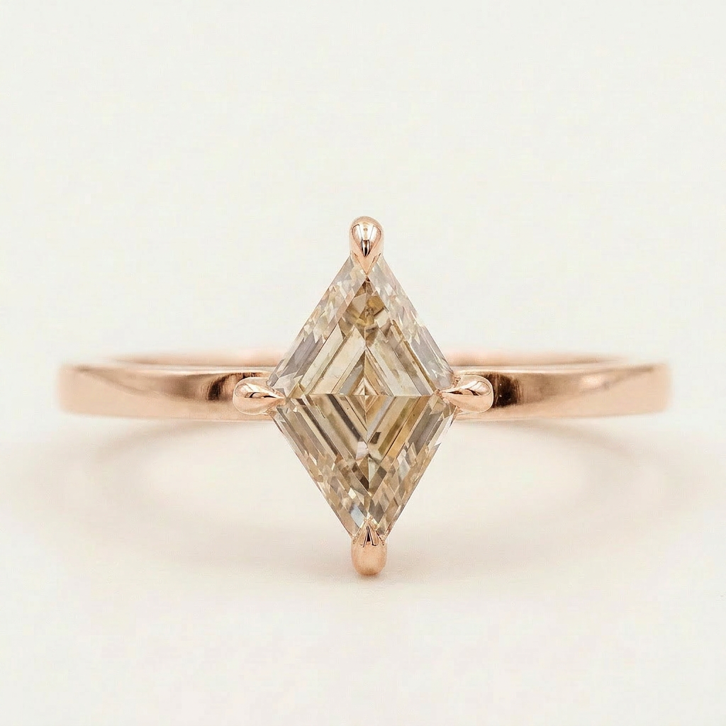 1.40 CT Lozenge Cut Salt and Pepper Diamond Solitaire Ring