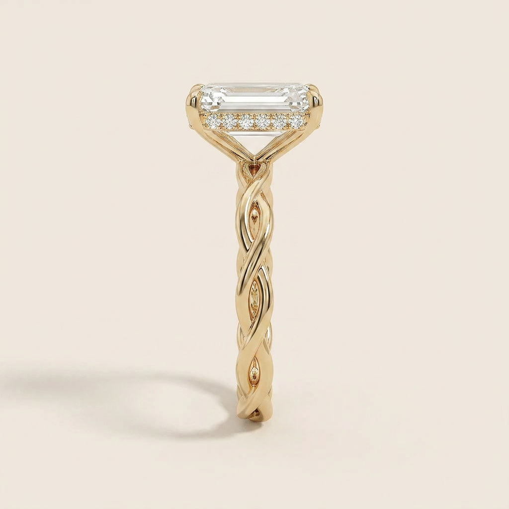 Moissanite 4.00 CT Emerald Cut Diamond Solitaire Ring