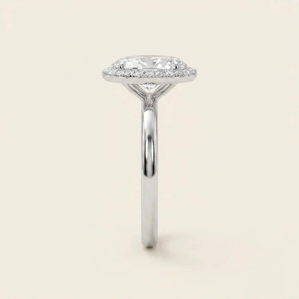 Moissanite 2.60 CT Oval & Round Cut Diamond Halo Ring