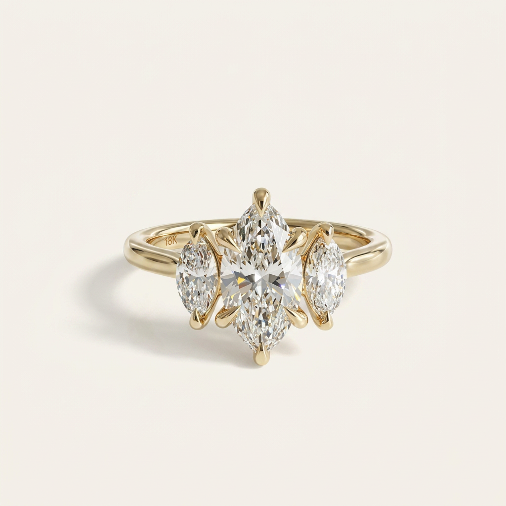 Moissanite 6.00 CT Marquise Cut Diamond Three Stone Ring
