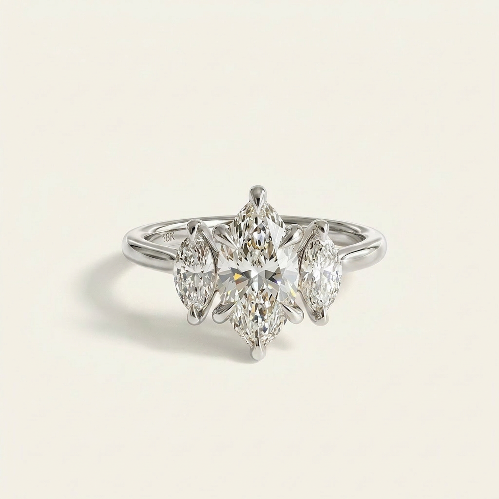 Moissanite 6.00 CT Marquise Cut Diamond Three Stone Ring