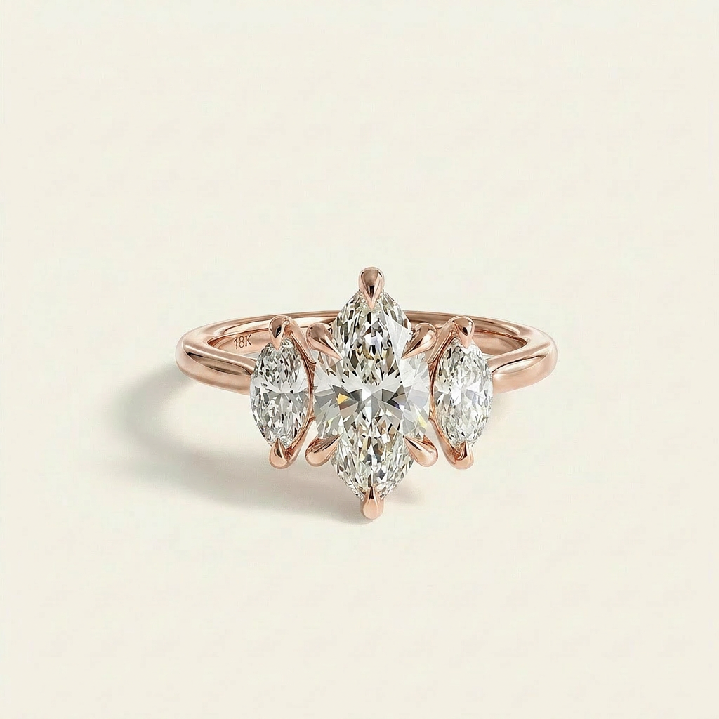 Moissanite 6.00 CT Marquise Cut Diamond Three Stone Ring