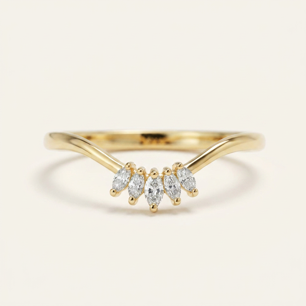 Moissanite 0.15 CT Marquise Cut Diamond Ring