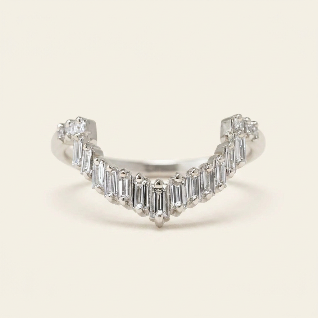 Moissanite 0.60 CT Baguette & Asscher Cut Diamond Ring