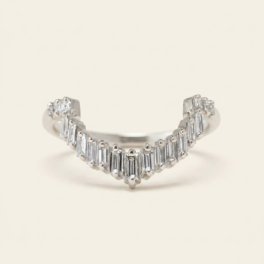Moissanite 0.60 CT Baguette & Asscher Cut Diamond Ring