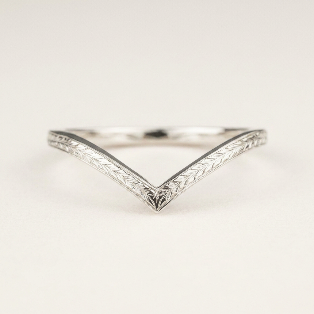 Vintage Notched Cuff Plain Wedding Band