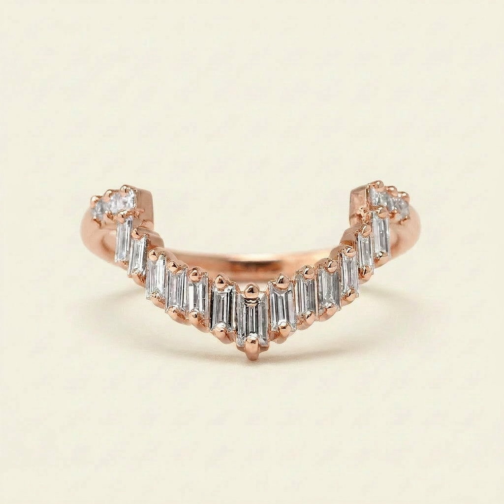 Moissanite 0.60 CT Baguette & Asscher Cut Diamond Ring