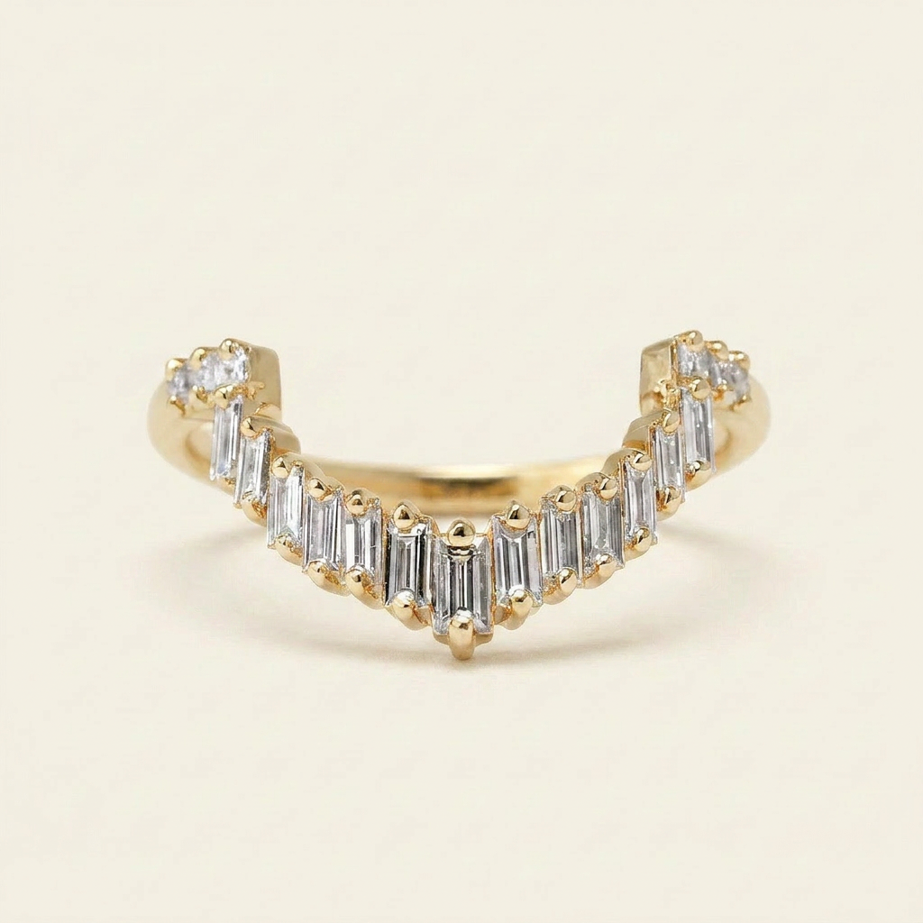 Moissanite 0.60 CT Baguette & Asscher Cut Diamond Ring