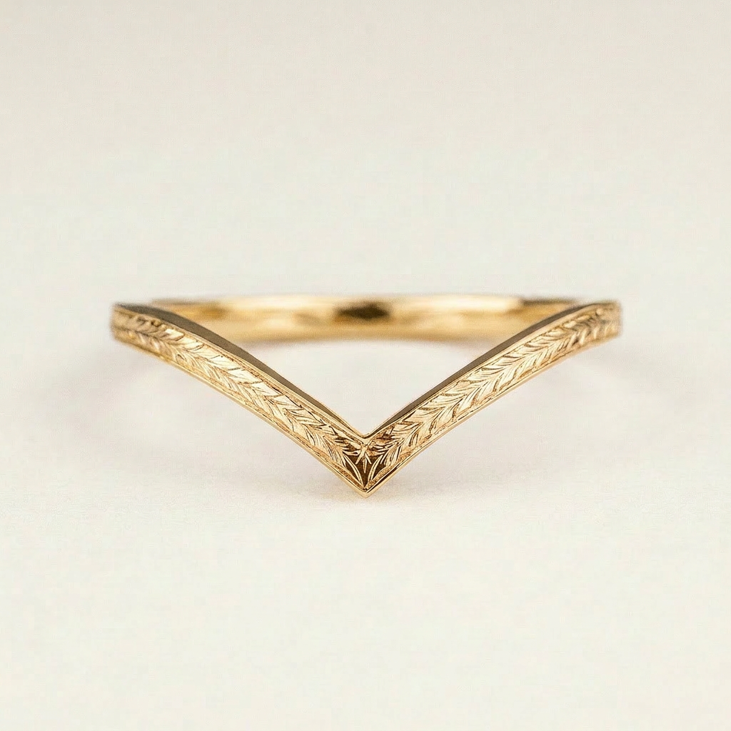 Vintage Notched Cuff Plain Wedding Band