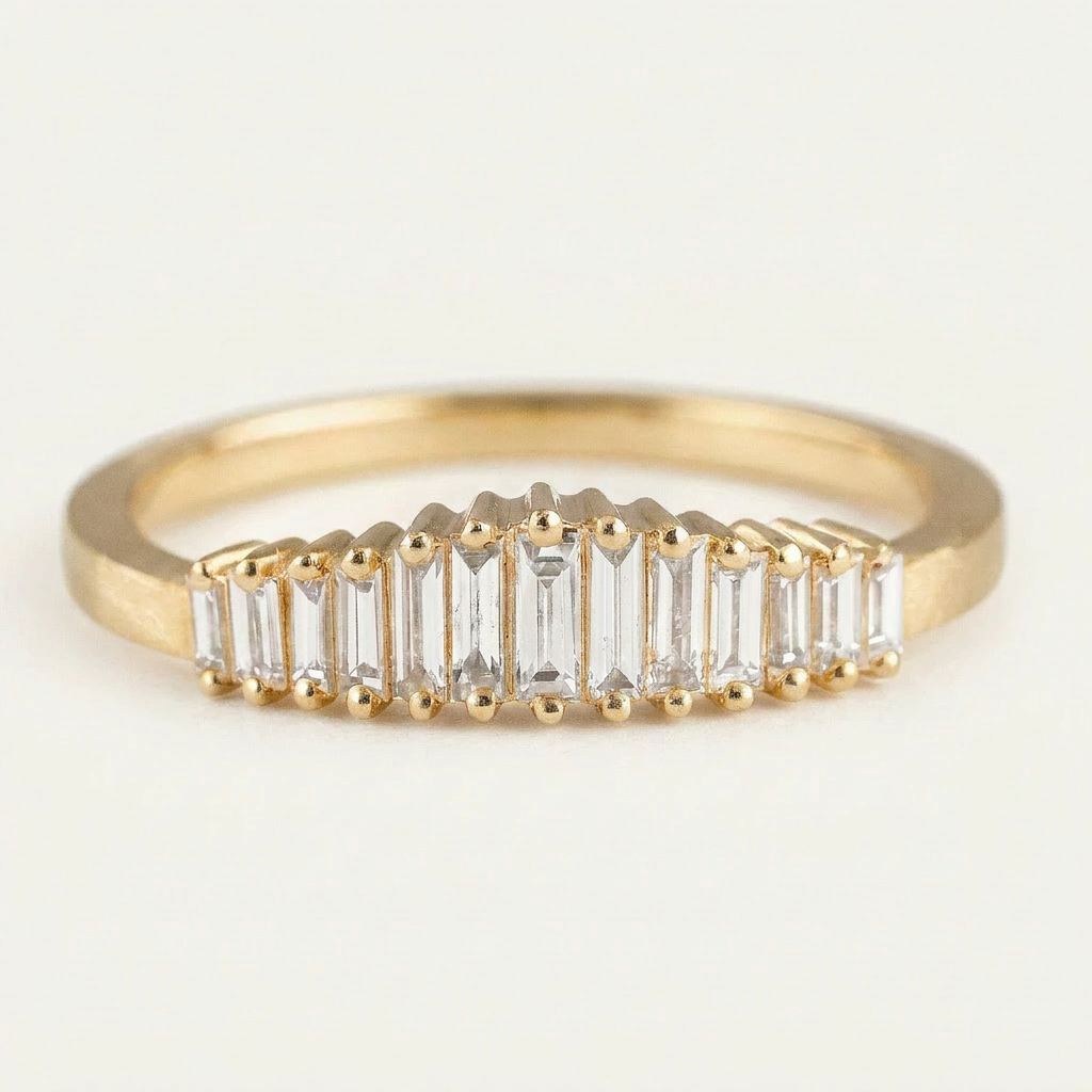 Moissanite 0.55 CT Baguette Cut Diamond Ring
