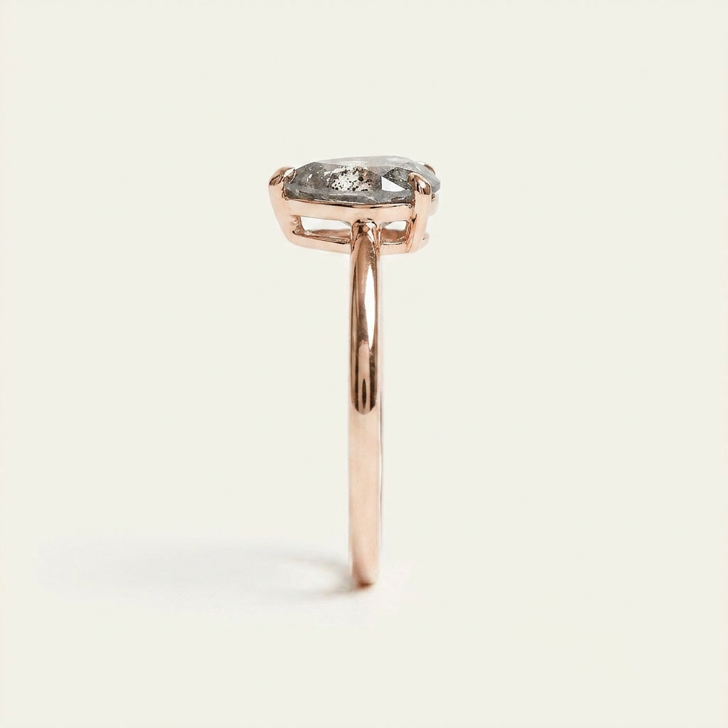1.75 CT Pear Cut Salt and Pepper Diamond Solitaire Ring (V-Artdeco)
