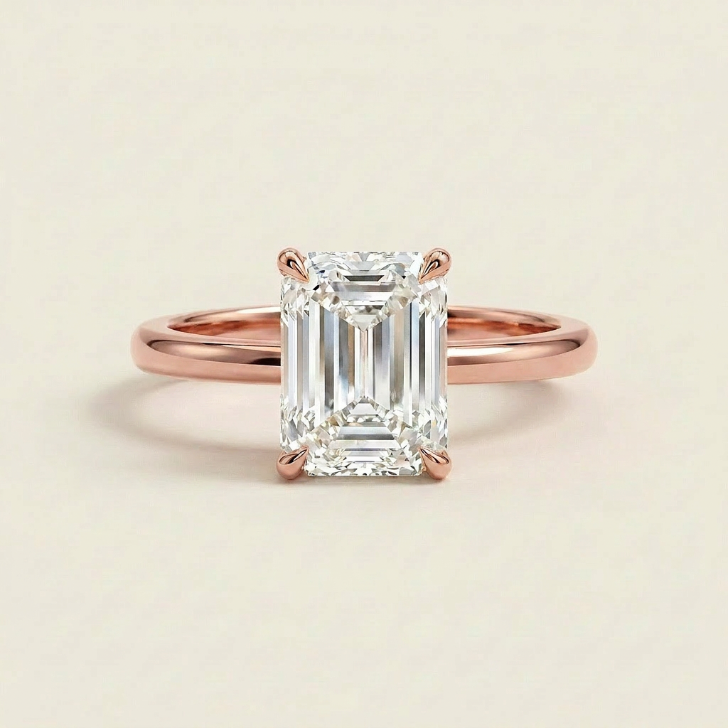 Moissanite 3.00 CT Emerald Cut Diamond Solitaire Ring (V1)