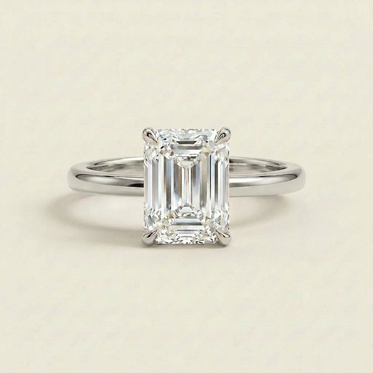 Moissanite 3.00 CT Emerald Cut Diamond Solitaire Ring (V1)