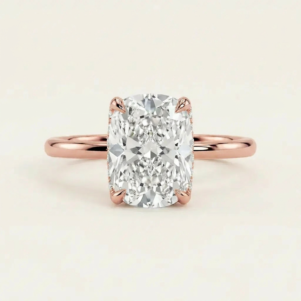 Moissanite 3.20 CT Cushion Cut Diamond Solitaire Ring