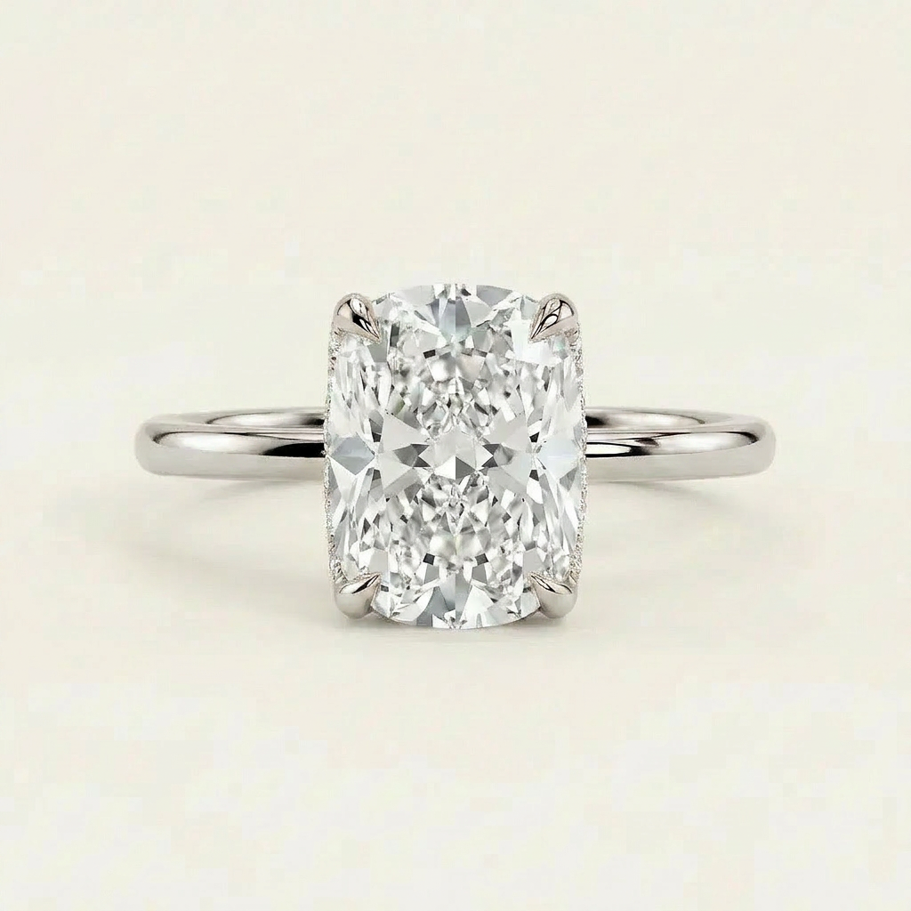 Moissanite 3.20 CT Cushion Cut Diamond Solitaire Ring