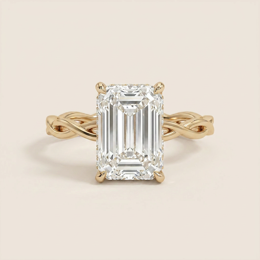 Moissanite 4.00 CT Emerald Cut Diamond Solitaire Ring