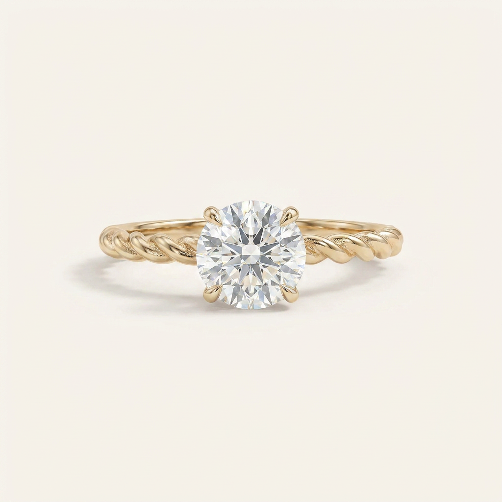Moissanite 2.10 CT Round Cut Diamond Solitaire Ring