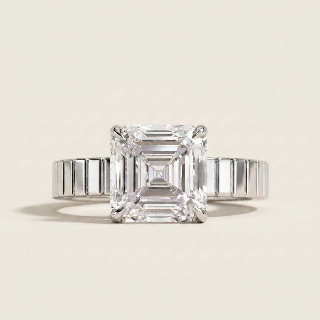 Moissanite 2.40 CT Asscher Cut Diamond Solitaire Ring