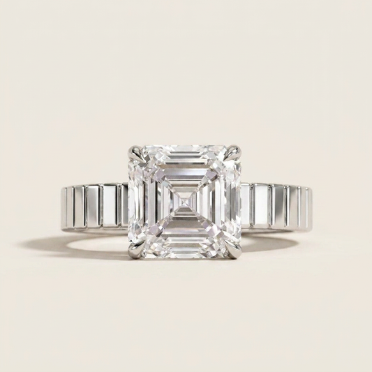 Moissanite 2.40 CT Asscher Cut Diamond Solitaire Ring