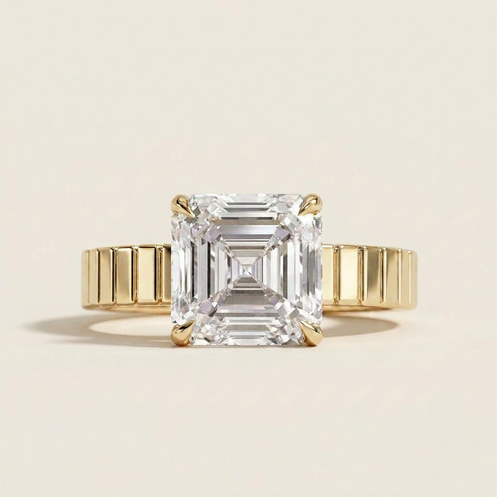Moissanite 2.40 CT Asscher Cut Diamond Solitaire Ring