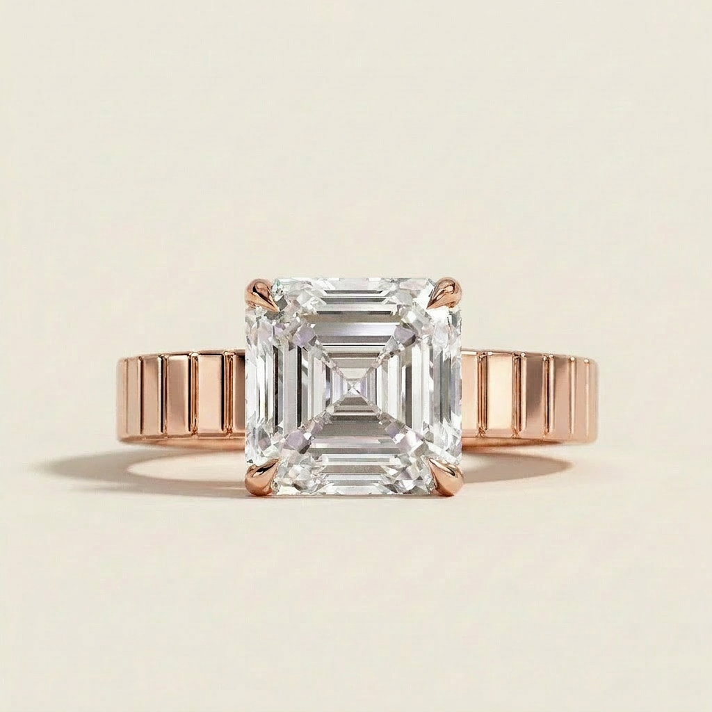Moissanite 2.40 CT Asscher Cut Diamond Solitaire Ring