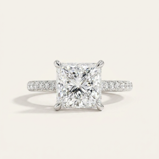Moissanite 3.86 CT Princess Cut Diamond Solitaire Ring