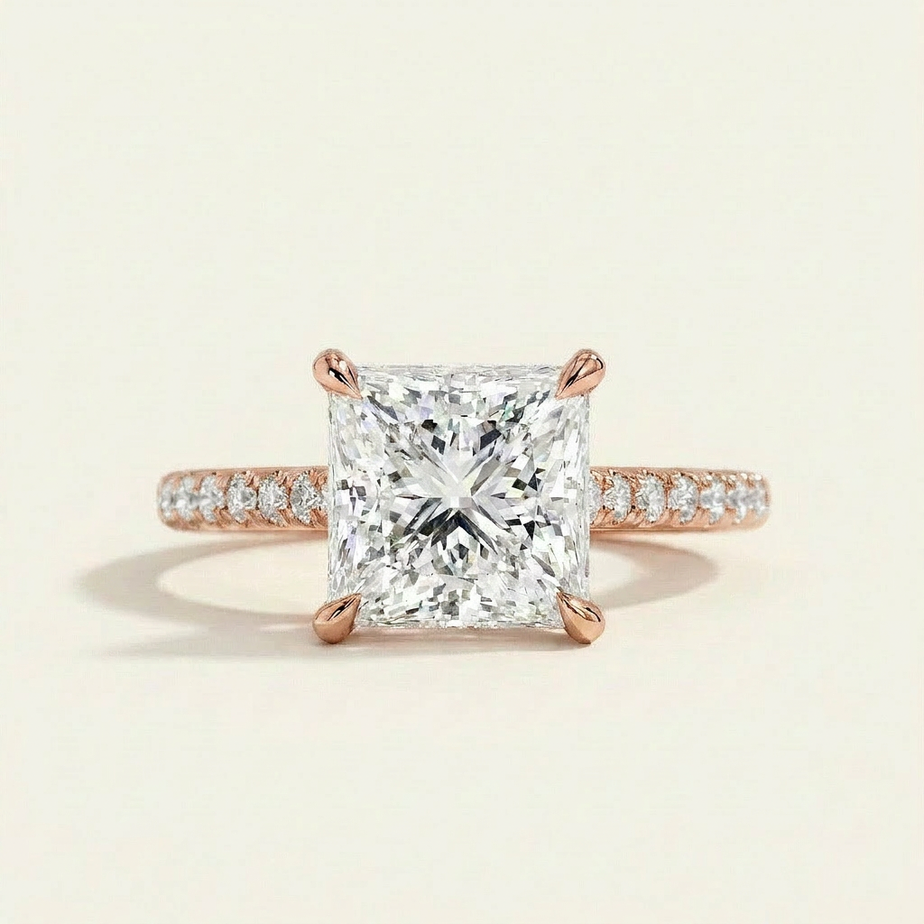 Moissanite 3.86 CT Princess Cut Diamond Solitaire Ring