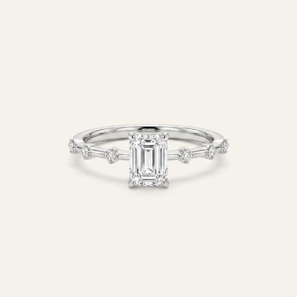 Moissanite 2.90 CT Radiant & Round Cut Diamond Solitaire Ring
