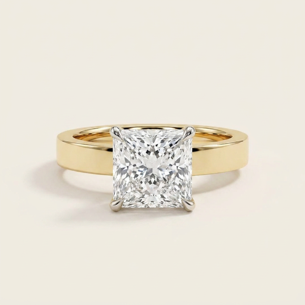 Moissanite 1.80 CT Princess Cut Diamond Solitaire Ring