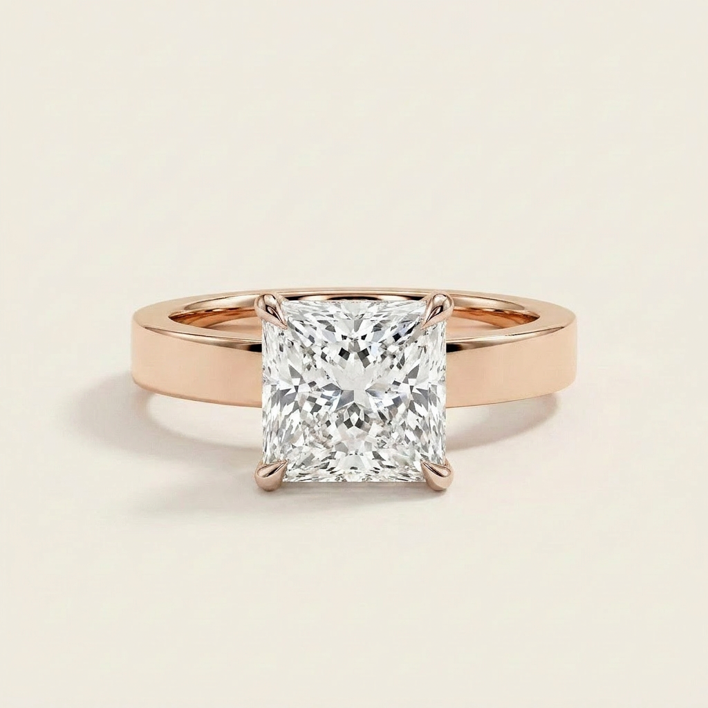 Moissanite 1.80 CT Princess Cut Diamond Solitaire Ring