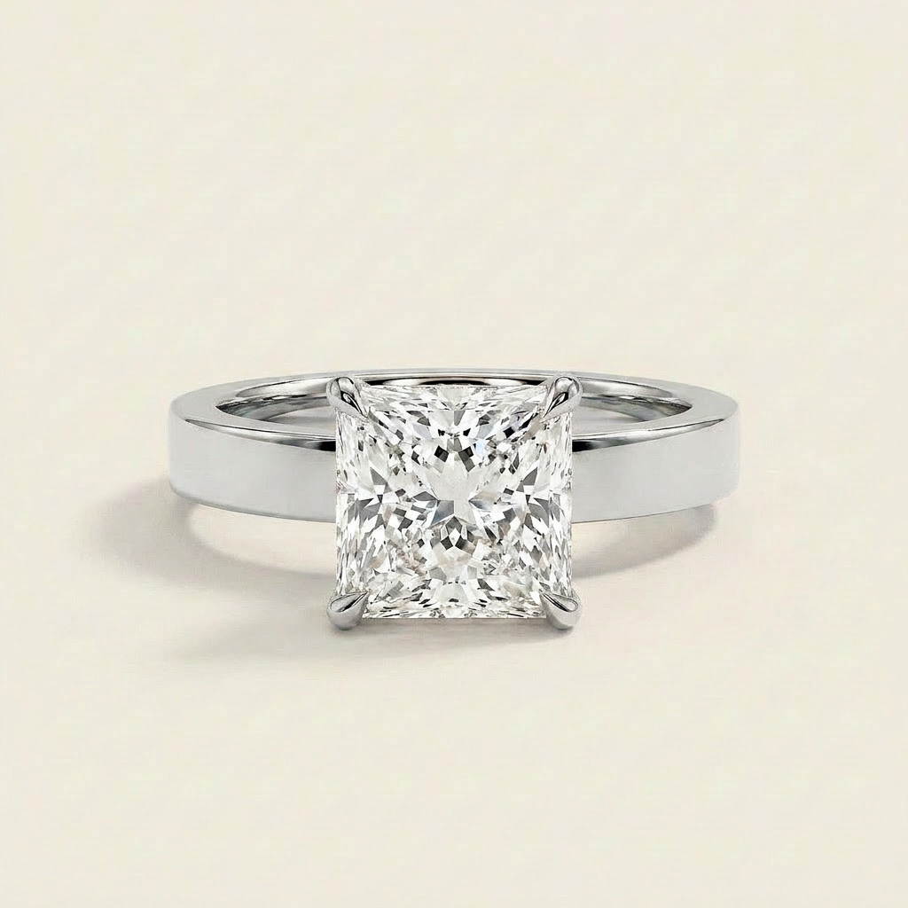 Moissanite 1.80 CT Princess Cut Diamond Solitaire Ring