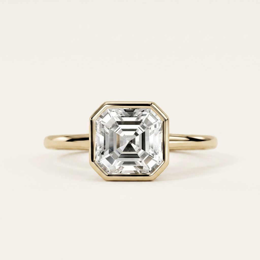 Moissanite 2.34 CT Asscher Cut Diamond Solitaire Ring