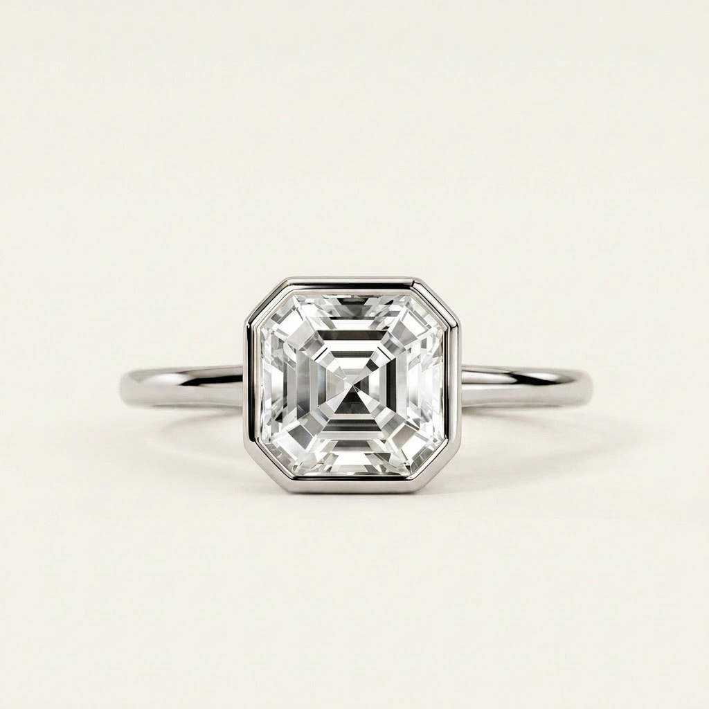 Moissanite 2.34 CT Asscher Cut Diamond Solitaire Ring