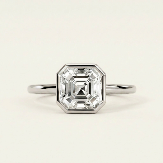 Moissanite 2.34 CT Asscher Cut Diamond Solitaire Ring
