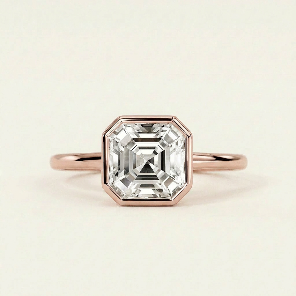 Moissanite 2.34 CT Asscher Cut Diamond Solitaire Ring