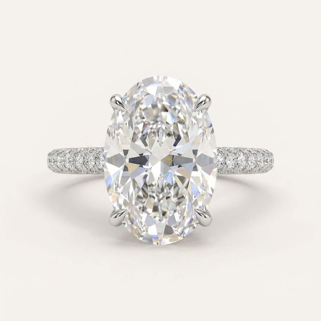 Moissanite 3.50 CT Oval & Round Cut Diamond Solitaire Ring (V-Bohohippie)